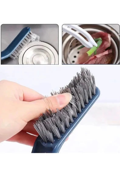 Çok Fonksiyonlu Derz Zemin Fayans Banyo Mutfak Oluk Temizleme Fırçası Çöp Cımbızlı Temizleme Fırçası - Resim 3