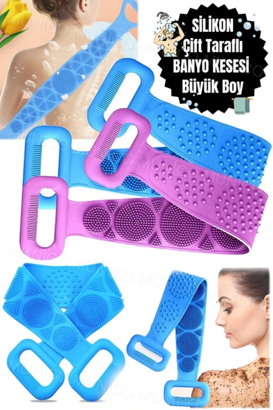 Silikon Banyo Fırçası – Çift Taraflı 70 cm Uzun Yıpranmaz ve Masajlı Silikon Sırt Kesesi Peeling - Resim 2