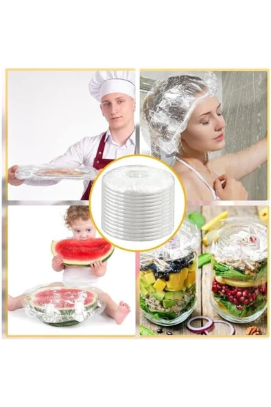 NIFFASHP Home 100 Adet Tencere,Tabak Bonesi,Tek Kullanımlık Dayanıklı Lastikli Poşet,Tabak Ve T - Resim 2