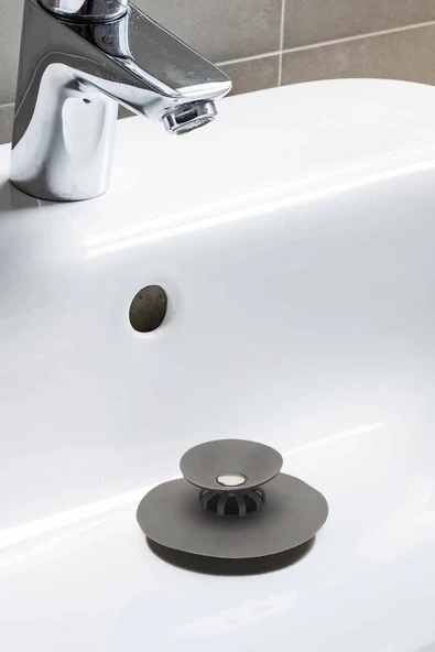 Koku Önleyici Su Tıkayıcı Beyaz Lavabo Küvet Tıkacı - Gri ürün görseli 1