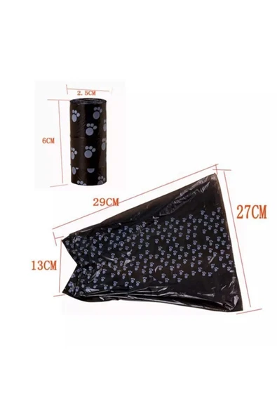 Evcil Hayvan Pati Desenli Kedi Köpek Kaka Poşeti Torbası 4'lü Set 60 Adet - Resim 6