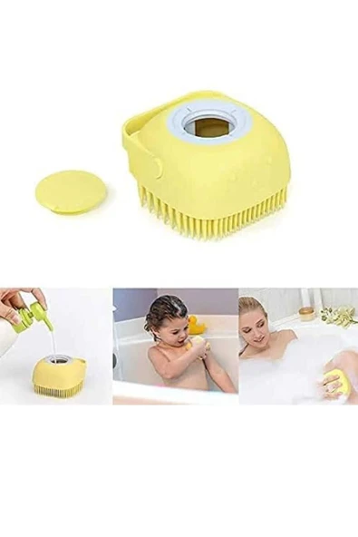 Silikon Banyo Duş Jeli Kesesi Hazneli Şampuan Peeling Vücut Masaj Fırçası - 3