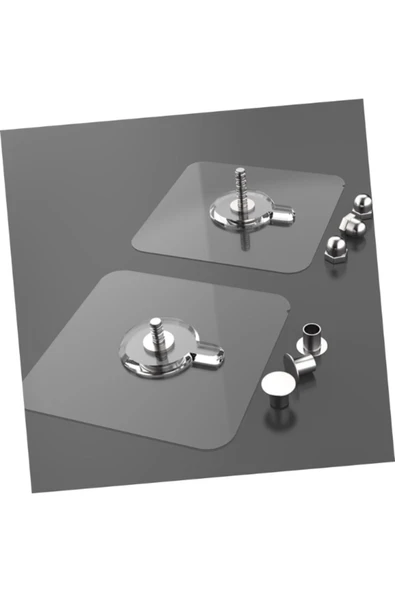 Kapı Arkası Elbise Askısı Kendinden Yapışkanlı Şeffaf Vidalı Havlu Askısı 4 Adet - Resim 2