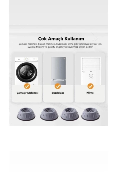 Gürültü Engelleyici Kaymaz Titreşim Önleyici Ayak Pedleri Çamaşır Makinesi Stoper 4 Lü Set - 5