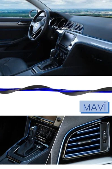 Mavi Araba Oto trim Dekorasyon Şeridi Kauçuk Elastik Kolay Kurulum 5 Metre Şerit Bant ( Lisinya ) - Resim 5