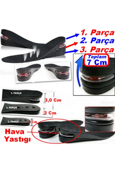 Hava Yastıklı Boy Uzatıcı Tabanlık Tam Boy (7 Cm) ürün görseli 1