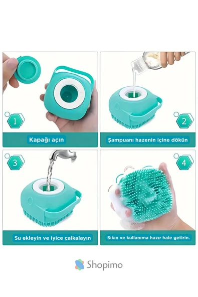 Hazneli Silikon Banyo Kesesi - Şampuan Hazneli Seyahat Tipi Masaj Fırçası - 3