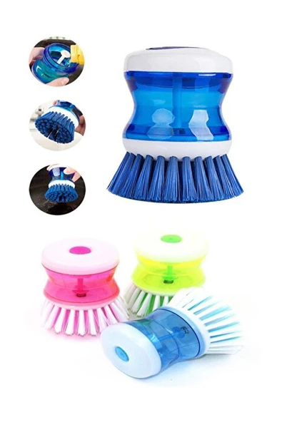 Pratik Bulaşık Banyo Fırçası Bulaşık Banyo Deterjan Hazneli Fırça - Resim 2
