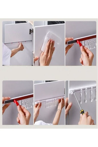 Hareketli 10 Kancalı Kendinden Yapışkanlıı Askı 40cm (GC) - Resim 2