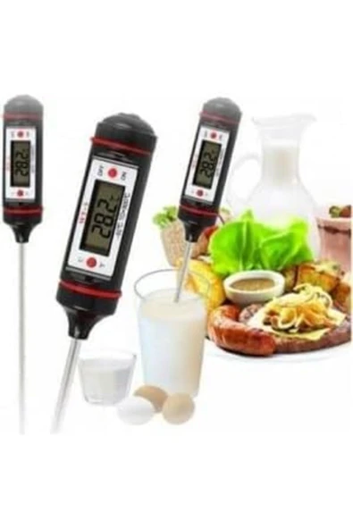 MU-ARTSHOP Dijital Ekranlı Mutfak Termometresi Dijital Termometre Sıcaklık Ölçer Et Süt Derece - Resim 3