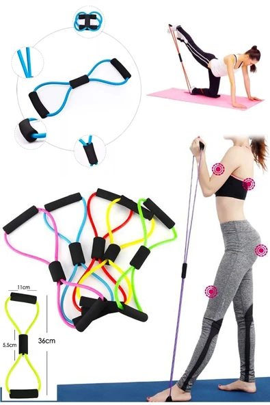 Pilates Direnç Lastiği Jimnastik Spor Lastik Egzersiz Evde Spor - Resim 4