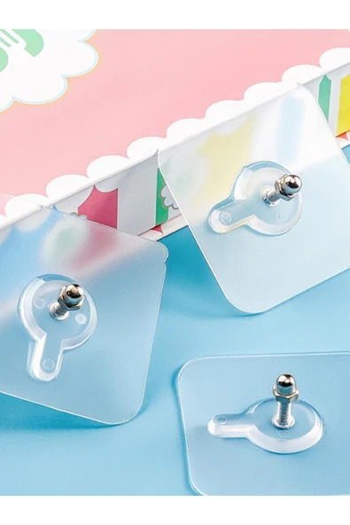 Kapı Arkası Elbise Askısı Kendinden Yapışkanlı Şeffaf Vidalı Havlu Askısı 4 Adet - Resim 3