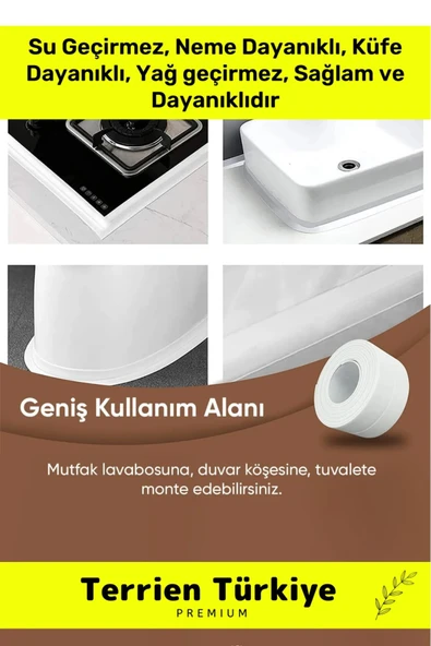 Duş Pvc Lavabo Küvet Tezgah Banyo Mutfak Pencere 3,2 Mt 2 Adet Su Sızdırmaz Geçirmez Yalıtım Bant - Resim 3