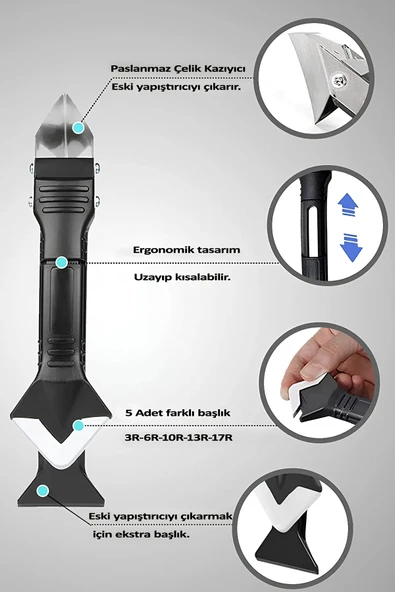 Fayans Ve Derz Temizleyici Bıçak Paslanmaz Çelik Fayans Arası Temizleyici Derz Dolgu Aleti Silikon - Resim 4