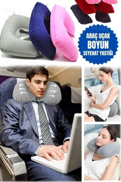 Yumuşak Şişme Seyahat Yastığı U Şekilli Baş ve Boyun Desteği Taşınabilir Ortopedik Boyun Yastığı - Resim 5