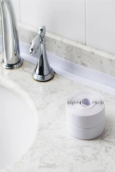 Su Sızdırmaz Geçirmez Bant Lavabo Küvet Tezgah Kenar Bandı Banyo Mutfak Pencere Bandı 3,2m x 38mm - Resim 4