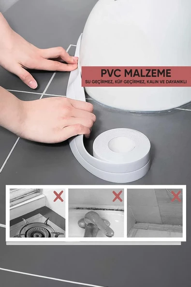 Su Sızdırmaz Geçirmez Bant Lavabo Küvet Kenar Bandı Küvet Duş 3,2 M X 38 - Resim 4