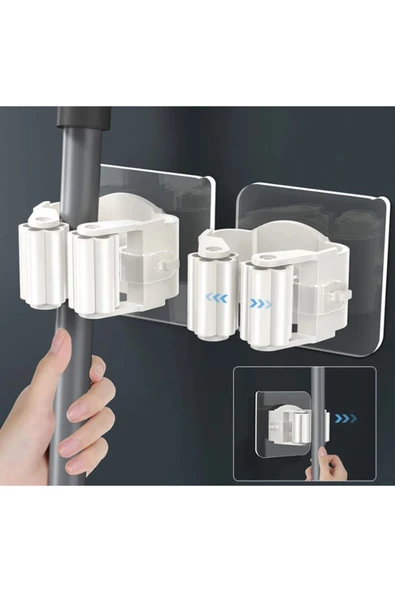 Yapışkanlı Pratik Mop Tutucu 4 Adet Beyaz - Resim 5