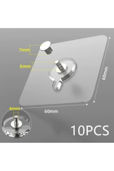 Vidalı Yapışkanlı Şeffaf Askı 4 Adet - Resim 2