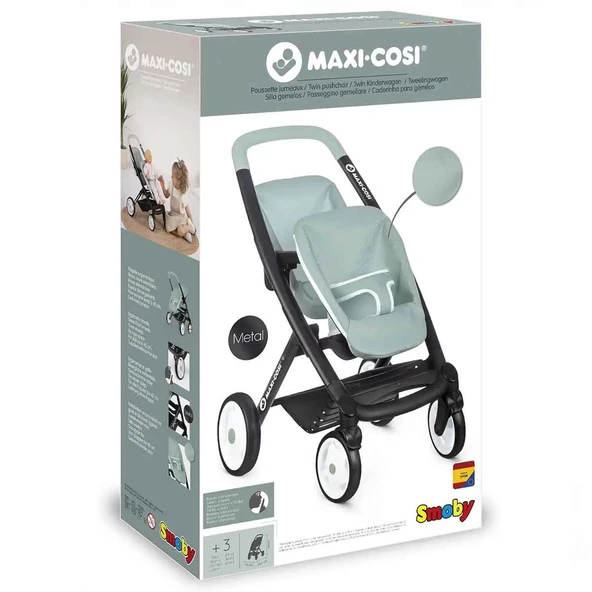 Smoby Maxi-Cosi İkiz Oyuncak Bebek Arabası Yeşil - 5