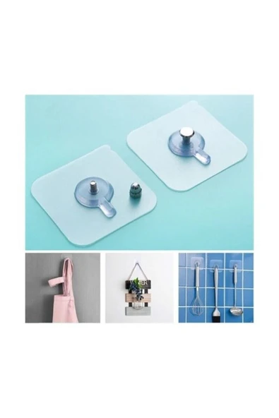 Ultra Güçlü Vantuzlu Askı Çerçeve Askısı Vidalı Kanca Yapışkanlı Dayanıklı Şeffaf Raf Tutucu - Resim 2