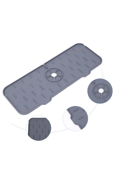 Su Tutucu Musluk Matı -mutfak Ve Banyo Için Koruyucu Lavabo, Musluk Ve Batarya Matı Gri - Resim 4