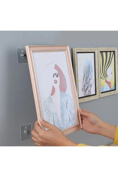 Vidalı Yapışkanlı Şeffaf Askı 4 Adet - Resim 5