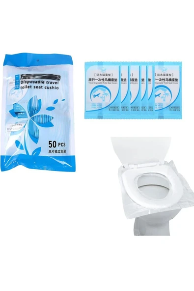 Tek Kullanımlık Klozet Kapağı Pedi Koruyucusu Hijyenik Tek Kullanımlık Klozet Kapağı Poşeti 50 Adet - Resim 3