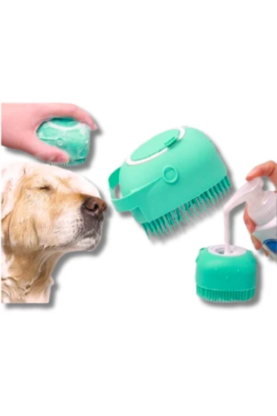 Şampuan Hazneli Kedi Köpek Yıkama Banyo Fırçası - Pratik Ve Kolay Temizlik | Evcil Hayvan Bakımı - 1