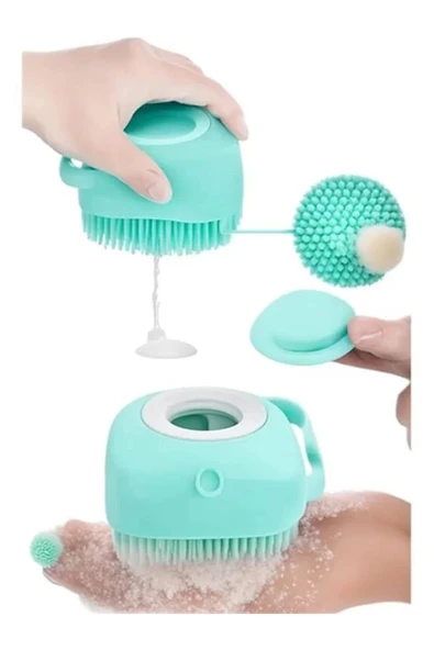 Şampuan Hazneli Silikon Banyo Lifi Peeling Etkili Masaj Fırçası Derinlemesine Temizlik Ve - 3