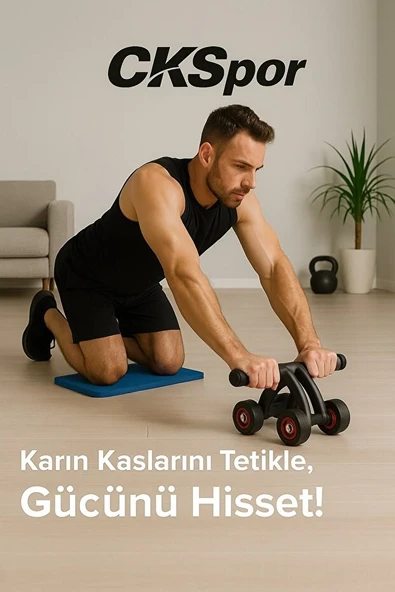 4 Tekerlekli Mekik Aleti – Karın Kası Çalıştırma & Evde Spor Ekipmanı - 3