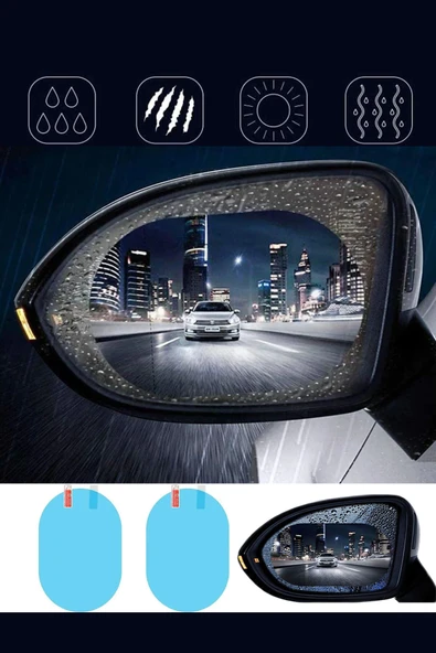 Yağmur Suyu Kaydırıcı 2li Oto Cam Film Araç Yan Dikiz Aynası Buğu Önleyici 2 Adet Araba Su Tutmaz ürün görseli 1