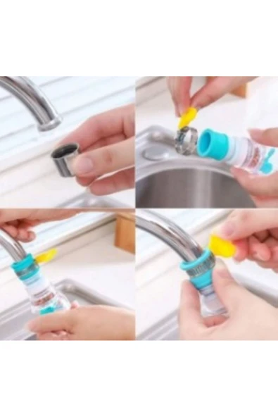 Su Tasarrufu Sağlayan Pervaneli Musluk Ucu Pratik Plastik Renkli Oynar Başlık 360 Derece 2 ADET - 1