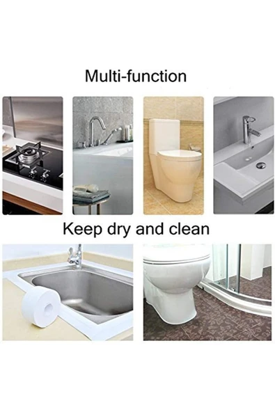 Su Sızdırmaz Geçirmez Beyaz Bant Lavabo Küvet Kenar Mutfak Banyo - Resim 3