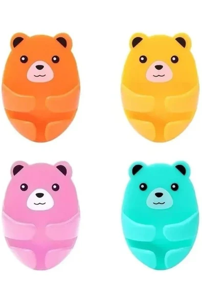 ŞirinShop 4 Adet Kendinden Yapışkanlı Ayı Desenli Fiş Askısı Priz Soket Kablo Tutucu 110810 ürün görseli 1