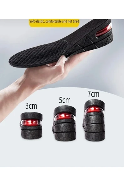 Unisex Hava Yastıklı 5cm Gizli Boy Uzatıcı Tabanlık Ortopedik Ayakkabı Tabanlığı Topuk Yükseltici - Resim 5