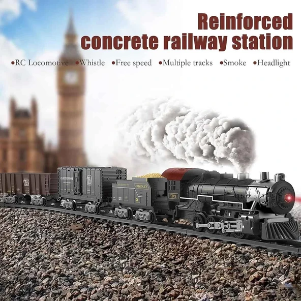 Classic Steam Kumandalı 2,4 Ghz Pilli Tren Seti 30 Parça 1613G - Resim 4