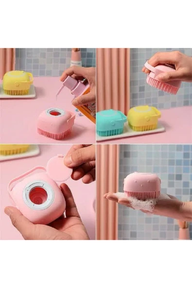 Şampuan Hazneli Silikon Peeling Duş Fırçası Banyo Duş Kesesi Sabun Jel Hazneli Masaj Fırçası 2 ADET - 2