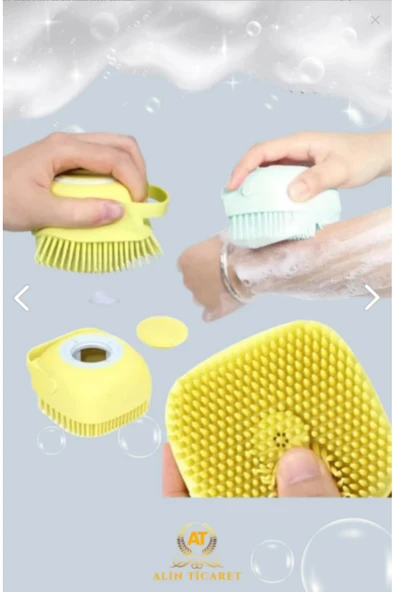 Şampuan Hazneli Silikon Peeling Duş Fırçası Sarı - 2