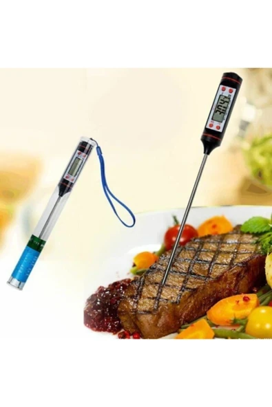 Yemek Sıcaklık Isı Ölçer Lcd Dijital Gıda Termometre Metal Proplu Sıcaklık Ölçer - Resim 3