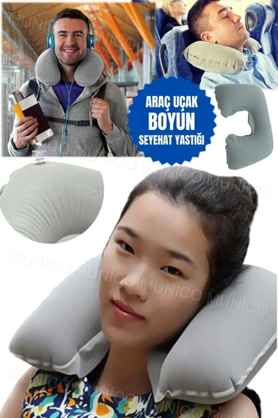 Yumuşak Şişme Seyahat Yastığı U Şekilli Baş ve Boyun Desteği Taşınabilir Ortopedik Boyun Yastığı - Resim 2