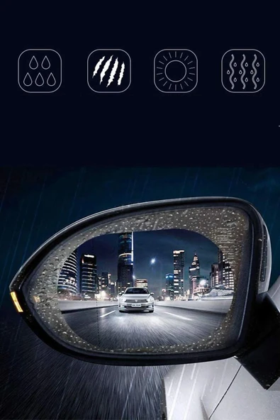 Yağmur Suyu Kaydırıcı 2li Oto Cam Film Araç Yan Dikiz Aynası Buğu Önleyici 2 Adet Araba Su Tutmaz - Resim 4