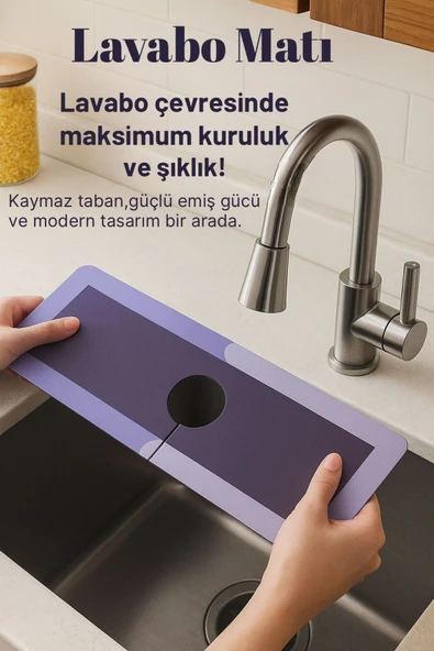 Su Emici Lavabo Altı Koruma Matı – Kaymaz Tabanlı Lavabo mat ürün görseli 1