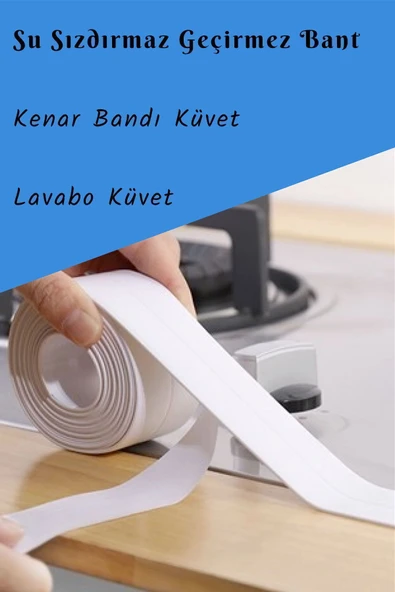 Su Sızdırmaz Geçirmez Bant 3,2 M Lavabo Küvet Tezgah Kenar Bandı Mutfak Banyo Pencere Yalıtım Bandı - Resim 2