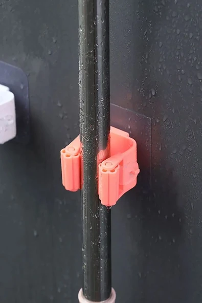 SVRM Yapışkanlı Pratik Mop Fırça Tutucu 4 Adet Poratif Banyo, Mutfak Askısı - Resim 4