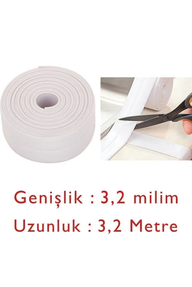 Su Sızdırmaz Geçirmez Bant 3,2 M Lavabo Küvet Tezgah Kenar Bandı Mutfak Banyo Pencere Yalıtım Bandı - Resim 3