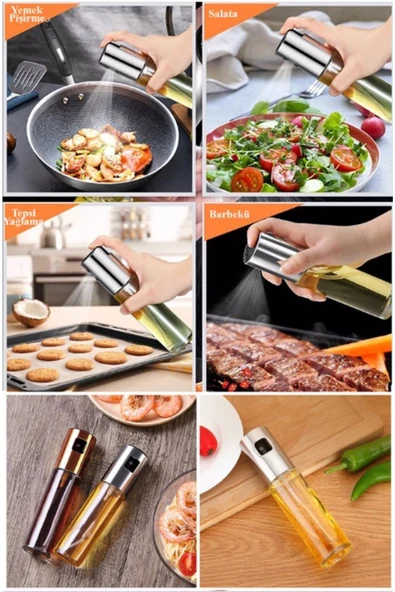 Zeytinyağı/sirke/yağ Püskürtücü Cam Sprey Yağdanlık 100ml - Airfryer Pişirme Öncesi Sprey Yağlık - 5