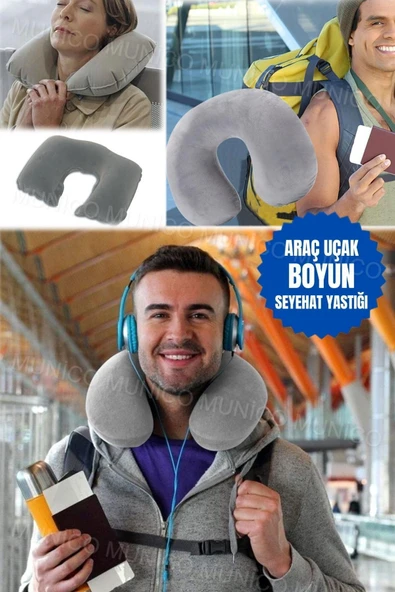 Yumuşak Şişme Seyahat Yastığı U Şekilli Baş ve Boyun Desteği Taşınabilir Ortopedik Boyun Yastığı - Resim 3