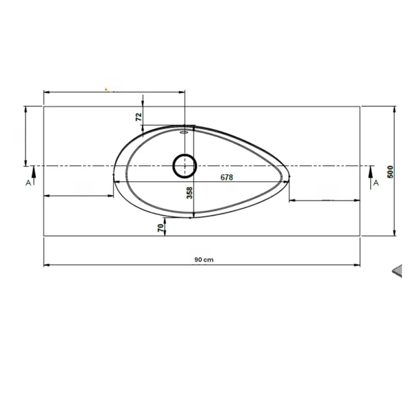 Real Stone Avocado Etajerli 90x50 Beyaz Granit Banyo Lavabosu - 2
