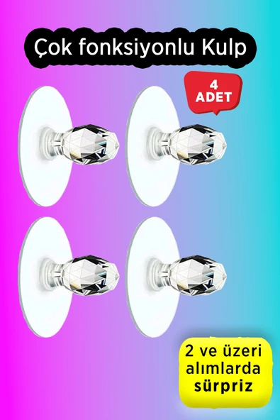 Yapışkanlı Kulp, Dolap Çekmece Çöp Kutusu Kapak Kulbu - Çok fonksiyonlu Kulp 4 Adet